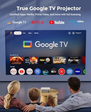4K Support Android TV 10.0 Projector 5G WiFi Bluetooth Native 1080P, CIBEST Full-Sealed Optical Engine Home Movie FHD Projector with Netflix/Prime Video Built-in, 8000+ Apps, Autofocus, Stereo Sound - Image 7