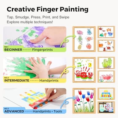 Jar Melo Washable Finger Paints for Toddlers, 12 Colors Large Capacity (2.1fl oz), Non Toxic Baby Paint for Hand and Feet, Safe Art Supplies, Preschool Learning Gifts for Kids Age 2+ - Image 7