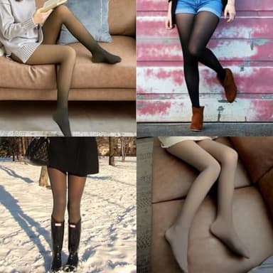 BDLLMDES Fleece Lined Tights for Women, Warm Fake Sheer Pantyhose Leggings Women, Thick Translucent High Waisted Thermal Stockings for Winter Dresses, Coffee - Image 6