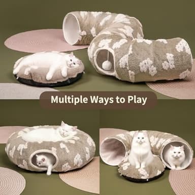 Pesen Christmas Cat Tunnel Bed with Soft Cushion, Cat Toys for Indoor Cats Enhance Bonding Between Pets and Owners, Encourage Exploration, and Satisfy Natural Instincts for Kittens, Dogs, and Rabbits - Image 2