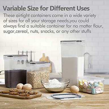 CHEFSTORY Airtight Food Storage Containers Set, 14 PCS Kitchen Storage Containers with Lids for Flour, Sugar and Cereal, Plastic Dry Food Canisters for Pantry Organization and Storage - Image 5