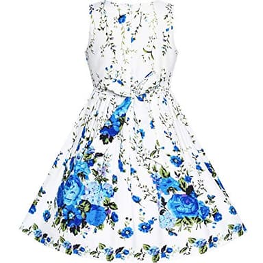 Girls Dress Blue Butterfly Casual Floral Party Size 9-10 - Image 3