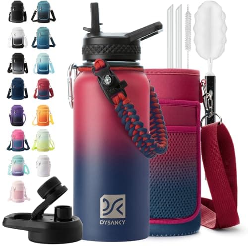 DYSANKY Insulated Water Bottle | Thickened Stainless Steel Vacuum Metal | Portable Sports Water Jug for Gym and Hiking with Straw, Carrier Bag, Handle Strap | BPA-Free 32 oz - Image 1