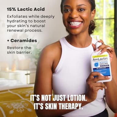 AmLactin Intensive Healing Body Lotion for Dry Skin, 14.1 oz Pump Bottle, 2-in-1 Exfoliator & Moisturizer with Ceramides & 15% Lactic Acid for Relief from Dry Skin (Packaging May Vary) - Image 4