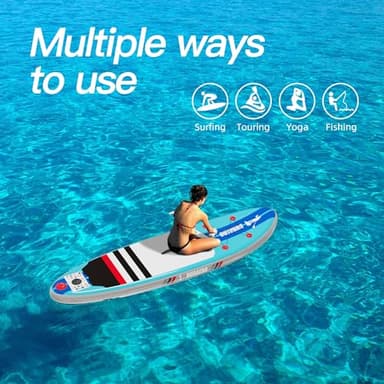 Inflatable Stand Up Paddle Board with SUP Accessories & Backpack. Paddle Boards for Adults. Non-Slip Deck, Wide Stance, Bottom Fin, Double Action Pump. - Image 3