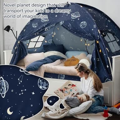 Bed Tent Full, Space Play Canopy for Kids Boys, Kids Bed Canopy Full Size, Galaxy Dome Boys Tents Dream Privacy Space on Bed Sleeping Tent (Full Bed Tent) - Image 7