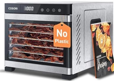 COSORI Food Dehydrator, Bigger Than 7 Trays With Large 6.5" Drying Space, 600W Power Saves More Time Than 480W, 165°F Dehydrated Dryer for Jerky, Dog Treats, Herbs, Meat, Fruit, and Yogurt, Silver - Image 1