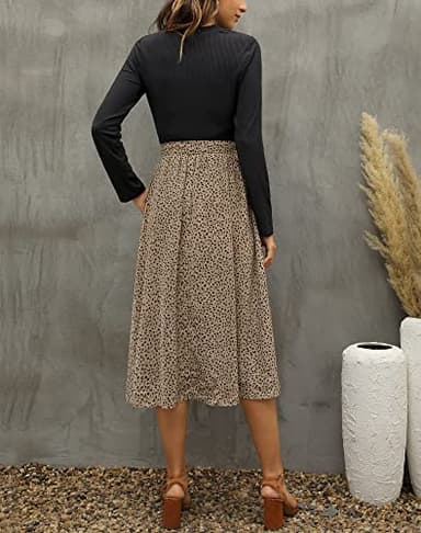Zattcas Womens Long Sleeve Midi Dresses Casual Work Fall Dresses with Pockets Black T S - Image 3