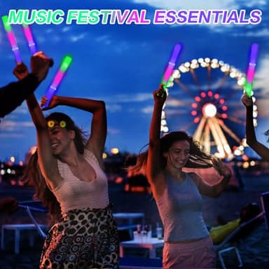AWANG 100 Pcs Glow Sticks With 3 Modes Colorful Flashing Glow In The Dark Party Supplies Multicolor Bulk LED Foam Glow Sticks For Wedding Raves Sporting Events Glow Party Birthday Camping Concert - Image 3