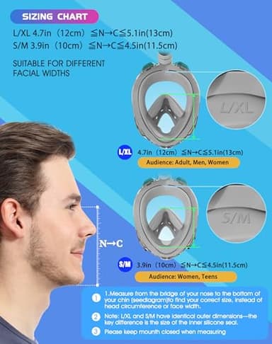Greatever G2 Full Face Snorkel Mask with Latest Dry Top System,Foldable 180 Degree Panoramic View Snorkeling Mask with Camera Mount,Safe Breathing,Anti-Leak&Anti-Fog - Image 6