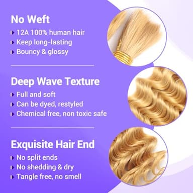 Human Braiding Hair for Boho Braids 110g Deep Wave Boho Bulk Human Hair for Braiding Knotless 12A Wet - Image 2