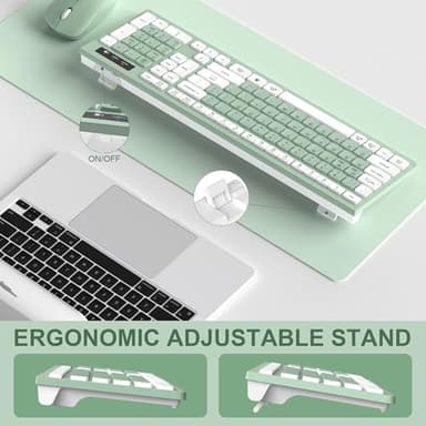 Wireless Keyboard and Mouse Combo, Full-Sized Wireless Keyboard and Adjustable DPI Mouse, 2.4GHz USB Receiver, Silent Keyboard and Mouse for PC, Windows, MAC, Desktop, Laptop (Avocado Green) - Image 7