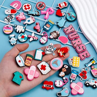QAUYETM 46PCS Nurse Shoe Charms Medical Nursing Decorations Cute PVC Accessories Gift Idea for Women Men Adults Nurses Week Graduation Birthday Party Favors - Image 6