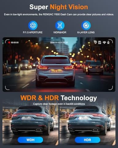 Dash Cam Front and Rear 4K+2K, Dash Camera for Cars, Car Camera, Dual Dashcams for Cars with Night Vision, Built-in WiFi 64GB Card, 24 Hours Parking Monitor, Loop Recording - Image 3