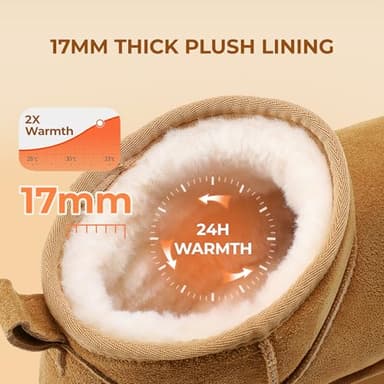 DREAM PAIRS Platform Mini Boots for Women Suede Genuine Leather, Classic Winter Ankle Snow Boots with Memory Foam Insole Lightweight Anti-Slip Outsole FuzzyClassic,Size 7.5,Chestnut,SDSB2427W - Image 3