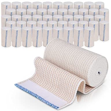 GT Premium Elastic Bandage Wrap (4" 50 Pack) - Hook & Loop Fasteners at Both Ends - Latex Free Hypoallergenic Compression Roll - Reusable Bandages for Waist, Legs, Elbow & Knee Wrap - Image 1