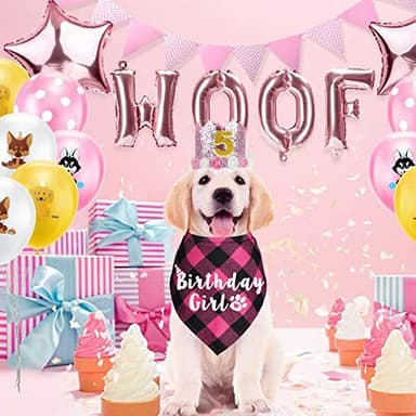 JOTFA Plaid Dog Bandana for Birthday Party Supplies (Pink) - Image 7