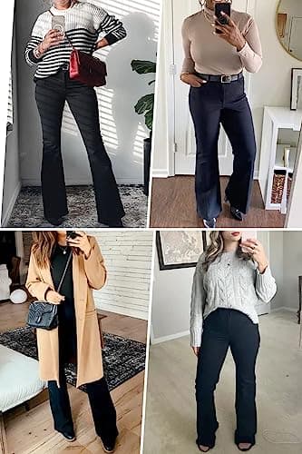 KDF Women's Black Bell Bottom Jeans for Women High Waisted Flare Bootcut Stretch Plus Size Slimming Bell Bottom Pants for Women, 12, Black - Image 5