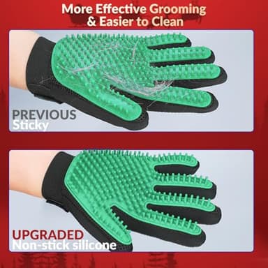 DELOMO Pet Hair Remover Gloves, 255 Tips, Deshedding Glove for Dog and Cat, Gentle De-Shedding Glove Brush, Green, 2 Count - Image 2