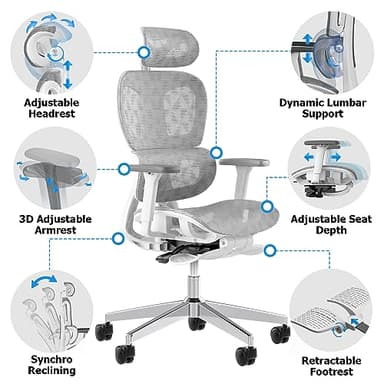 PatioMage Ergonomic Mesh Office Chair with 3D Adjustable Armrest,High Back Desk Computer Chair Ergo3d Ergonomic with Wheels for Home & Office - Image 4