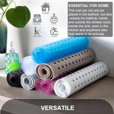 TEESHLY Bath Tub and Shower Mats, Non Slip 40 x 16 Inch Extra Large Bathtub Mat, Machine Washable Bathmat with Drain Holes, Suction Cups for Bathroom Floor, Gray - Image 7