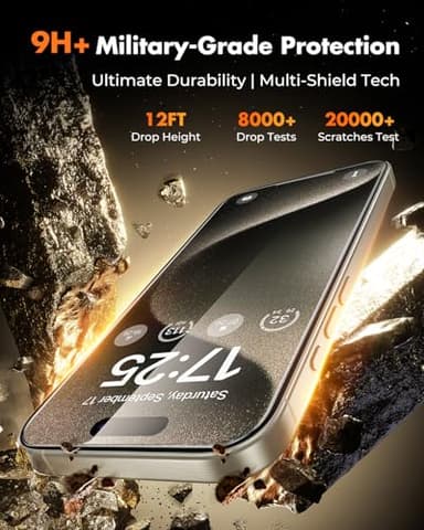 UNBREAKcable 2+2 Pack for iPhone 15 Pro Max Screen Protector & Lens Protector 【Military-Grade】【Easy Install】【Efficient Night Shot】9H+ Shatterproof Tempered Glass Film,Bubble-Free&Anti-Fingerprint ,Case Friendly-6.7 inch - Image 4