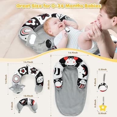 URMYWO Tummy Time Mat - 4 in 1 Cozy Tummy Time & Seated Support Pillow, Tummy Time Pillow for Newborn 0-12 Months, Infant Baby Sit Me Up Floor Seat Early Sensory Development Gifts Tummy Time Play Toys - Image 6