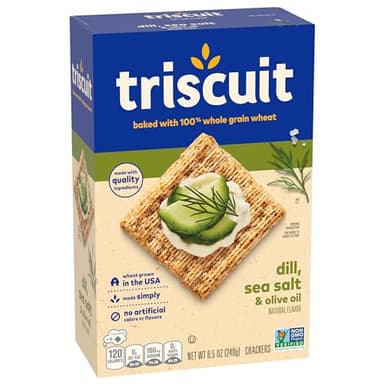 Triscuit Dill, Sea Salt & Olive Oil Whole Grain Wheat Crackers, Lunch Snacks, Bulk Snack Crackers, 6 - 8.5 oz Boxes - Image 15