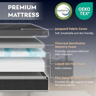 Dyonery Twin XL Adjustable Bed Base Frame with Wireless Remote + 12 Inch Twin XL Gel Memory Foam Mattress Bed in a Box, Head and Foot Incline, Zero Gravity, Fiberglass Free, 80" × 38" - Image 6