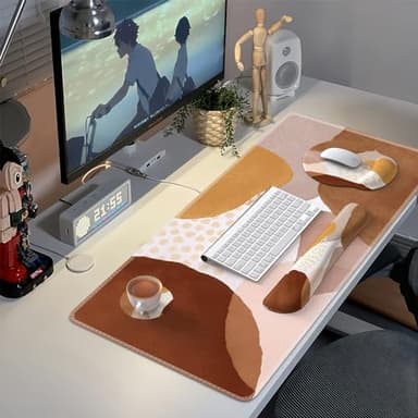 iCasso Desk Mat, Gaming Mouse Pad Wrist Support Set, XXL Large Mousepad + Keyboard Wrist Rest+Mouse Wrist Rest+Coastert with Ergonomic Design for Home Office Computer (C-Four-Coffee-Color-Block) - Image 7