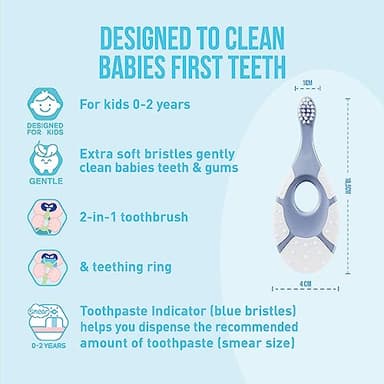 Jordan* ® | Step 1 Baby Toothbrush | 0-2 Years, Soft Bristles, BPA Free | Pink & Purple | 4 Pack - Image 2