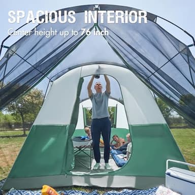 Portal 6 Person Family Tent for Camping with Screen Room, Weather Resistant Tall Tent with Rainfly, Easy Setup for Family Outdoor Camping, Backyard - Image 5