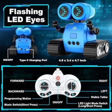 Hamourd Robot Toys for Boys Girls, Emo Robot with Walkie-Talkie Function, Gesture Sensing, Flexible Head & Arms, Programming Motion, Dance Moves, Music, Multi-Mode LED Eye, Toys for Ages - Image 7