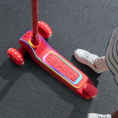 Jetson Halos Three-Wheel Light Up Kick Scooter, Light up Stem & Wheels, Height Adjustable Handlebar, Rear Brake, Ages 3+, JHALOS-RED - Image 7
