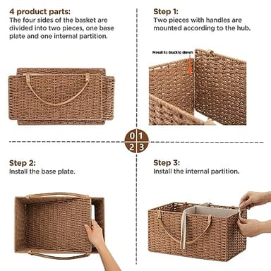 HBlife Baby Diaper Caddy Organizer, Paper Rope Storage Baskets Nursery Bin with Removable Divider, Portable Car Organizer for Diapers, Baby Shower Gifts, Newborn Essentials Must Haves - Image 7