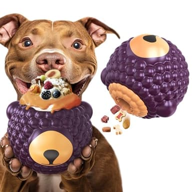 TERLOPBON Unbreakable Dog Toy for Power Chewers, Large Dog Interactive Feeder with Food Cups & Treat Food Slow Feeder - Anxiety Relief with Pupscile for Large Breeds (Purple) - Image 1