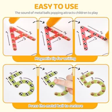 GAMENOTE Double Sided Magnetic Letter & Number Board Set - Alphabet & Numbers Tracing Board for Toddlers, ABC Uppercase & Lowercase Practicing, Math Learning, Educational Toys for Kids - Image 3