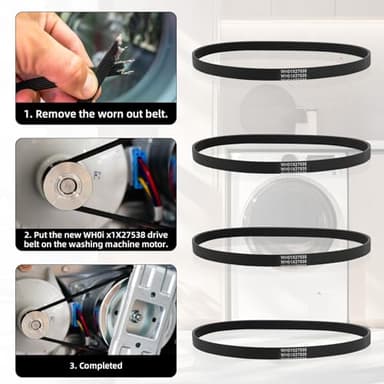2pcs WH01X27538 Washer Drive Belt Replacement, Compatible with GE Washing Machines Replaces Parts AP6328256 PS12299369 4587903 290D1101P005 (Black) - Image 5