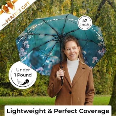 TUMELLA Strongest Windproof Travel Umbrella (Compact, Superior & Beautiful), Small Strong but Light Portable and Automatic Folding Rain Umbrella, Durable Premium Grip, Fits Car and Backpack - Image 5