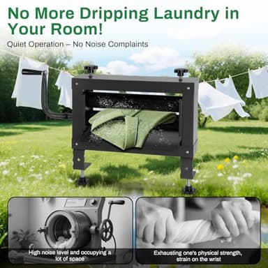 Upgraded Clothes Wringer,Double Adjustment Knobs-Heavy Duty Off-Grid Laundry Wringer for Towels,5X Thicker Rubber Rollers Remove 95% Water, Suitable for Use in Laundry, RV Travel, Car Washing. - Image 2