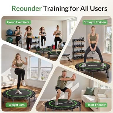 BCAN 40" Adult Fitness Trampoline with Durable Bungees, Stable & Quiet Exercise Rebounder,Great Mini Trampoline for Indoor/Garden Workout - Green - Image 5