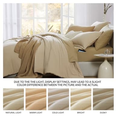 WRENSONGE Full Size Comforter Set- 7 Pieces Soft Beige Bed in a Bag Full with Fitted Sheet, Flat Sheet, 2 Pillow Shams, 2 Pillowcases, Warm Bedding Sets for All Season - Image 6