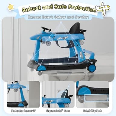 Xilingol 6-in-1 Baby Walker with Wheels, Adjustable Height & Speed Activity Walker with Padded Seat, Foldable Walker for Babies, Toddler Push Walkers for Boy & Girl 6-18 Months, Music & Light - Image 5