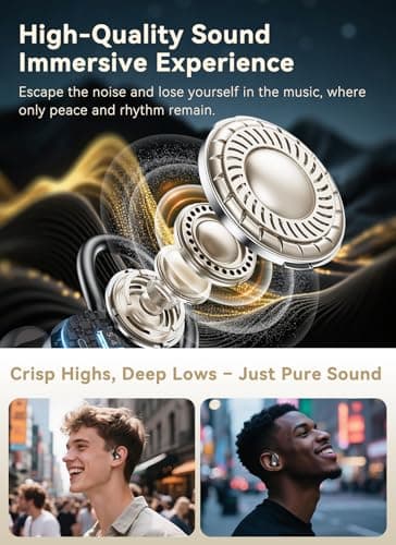 jaddsa Wireless Earbuds, ENC Noise Cancelling Sport Ear Buds with Multifunctional Touch Screen, Bluetooth 5.4 Headphones, Bass Stereo Sound, 5 EQ Over-Ear Earbuds for Sports/Workout/Gym-Black - Image 5