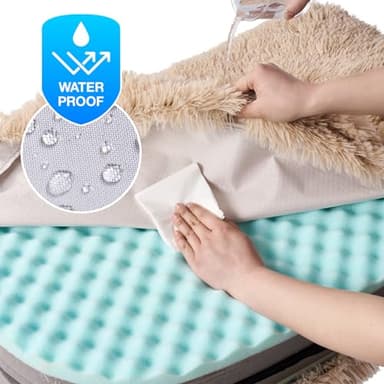 EHEYCIGA Foldable Human Dog Bed, 72"x44"x11" Orthopedic Memory Foam Human Sized Dog Bed, Waterproof Pet Bed for People, Faux Fur Pet Couch for Adult with Non-Slip Bottom, Camel - Image 5