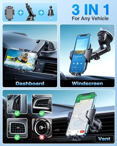VANMASS Car Phone Holder 2025 Ultimate Military-Grade Phone Holder for Your Car Windshield Dashboard【Newest Best Strongest】 Cell Phone Car Mount with Patent & Safety Certs for iPhone Samsung Android - Image 4