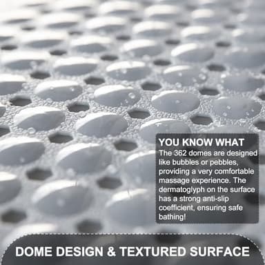 TEESHLY Bath Tub and Shower Mats, Non Slip 40 x 16 Inch Extra Large Bathtub Mat, Machine Washable Bathmat with Drain Holes, Suction Cups for Bathroom Floor, Gray - Image 2