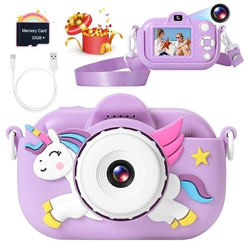 Kids Camera Toddler Toys for Girls Boys, YEEHAO 32MP Dual Lens Digital Camera for 3 4 5 6 7 8 9 Year Old Girl Christmas Birthday Gifts, 1080P Selfie Video Camera for Kids with 32GB SD Card - Image 1