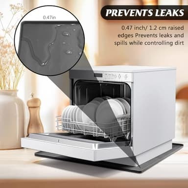 Baderke 1 Pcs Dishwasher Drain Pan 23.6''x19.7'' Silicone Dishwasher Drip Tray Prevent Water Leakage Protect Countertop Floor Anti-slip Waterproof Mini Fridge Drip Pan with Raised Edge, No Hole - Image 2