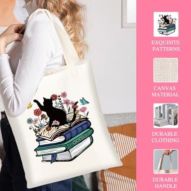 DHQH Cat Lovers Gift Box - Cute Flower Tote Bag & Glass Cup for Cat Moms Ideas for Family - Image 4